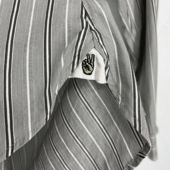 John Varvatos Shirt Mens 15.5 Gray Stripe Slim Fit Button Up Classic Long Sleeve - Picture 9 of 10